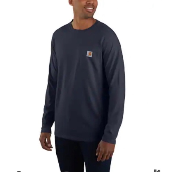 CARHARTT‎ Loose FIT MIDWEIGHT LONG-SLEEVE POCKET Black T-SHIRT Large 100% M - Picture 1 of 11
